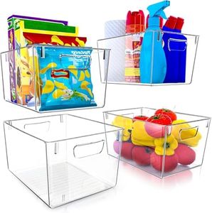 Utopia Kitchen Pantry Organizer - Refrigerator Organizer Bins - Fridge Organizer for Freezers, Kitchen Countertops and Cabinets - BPA Free - Clear (4, Large)