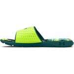 Under Armour Men's Ignite Pro Graphic Slide Sandal, (404) Hydro Teal/High-vis Yellow/Hydro Teal, 14