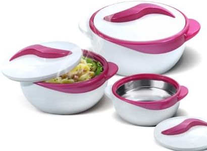 Conjunto de 3 Plato térmico caliente o fría cacerola servir cuencos con tapas