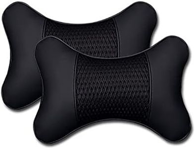 VVHOOY 2 Pack Car Headrest Pillow PU Leather Car Neck Pillow for Driving Seat Breathable Automotive Neck Support Adjustable Cute Auto Neck Pillow Neck Shoulder Pain Relief for Travel(Black) …
