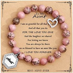 TONY & SANDY Christmas Gifts for Mom, New Mom, Dog Mom, Friend, Sister, Daughter, Granddaughter, Aunt, Gemstone Beaded Bracelets for Women Teen Girls Graduation Birthday Jewelry Presents, 7 inches,