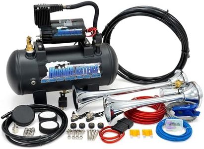 PsychoBlasters 127H 1.5 Gallon All-In-One Air Horn Kit - 2 Chrome Trumpets - Easy Install
