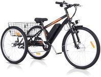 Garvee 3 Wheel Electric Bicycle for Adults, 7 Speeds Electric Tricycle with Basket, 24" & 26" Fat Tires, Powerful 350W Motor, Removable 36V 10Ah Battery, 350lbs Loading Capacity Ebike Trike