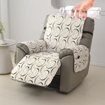 HOKIPO Printed Quilted Water Repellent + Waterproof Recliner Sofa Cover Mat, Large - Natural Beige Abstract Art (AR-5283-C4)