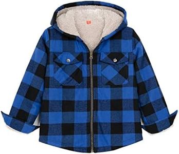 ZENTHACE Big Kids Boys Sherpa Fleece Lined Flannel Jacket Full Zip Up Plaid Flannel Shirt Jackets Hoodie Shacket CB L 10-12