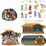 Religious Crafts Nativity Stickers Make a Nativity Scene Sticker Ornament Christmas Tree Hanging Decorations Christian Craft Kits for Holy Night Religious Party Jesus (32 Sets)