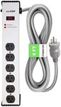 Digital Energy 20 Amp 6-20/T- Slot Plug | 6-Ft Cord - 900 Joule Surge Protector | 6-Outlet, Heavy Duty Steel Body Power Strip