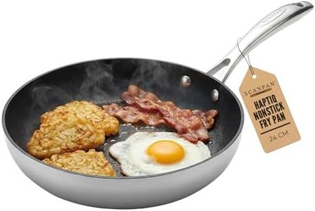 SCANPAN HaptIQ Nonstick Frying Pan, 24 CM, Professional 5-Ply Stainless Steel & Aluminum Pan – Stratanium+ Nonstick Coating – Durable Cookware Ideal for Frying, Searing, Sautéing, & Browning Foods