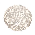 BRKURLEG 10 PACK Pressed Vinyl Metallic Hollow Placemats/Charger/Wedding Accent Centerpiece Round Placemats, Pressed Vinyl Placemat for Dining Table