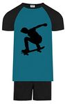 Jujak Boys Skateboarding Pyjamas Short Pjs Extreme Sports (13-14 Years, Teal/Black)