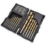 Amazon Basics High Speed Steel Drill Set for Metal, Wood, & Plastic, 14 Pieces, 1.5 - 10mm