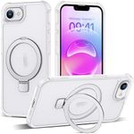 SKYLMW Compatible with iPhone 16E Case with Invisible Magnetic O-Ring Stand Military-Grade Phone Case for iPhone 16E 6.1" 2025 [Compatible with Mag-Safe][Great Grip Feeling],Translucent