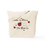 CafePress Ladybug Home Is Mom Tote Bag Natural Canvas Tote Bag, Reusable Shopping Bag