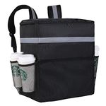 CIVJET Insulated Food Delivery Bag with Cup Holder, with Shoulder Strap, Insulated Tote Bag, Black, XL, Backpack