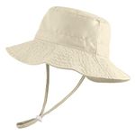 LACOFIA Toddler Baby Sun Hat Kids Boy's Summer Bucket Hat Wide Brim for Outdoor Swim Beach Pool Adjustable Beige 3-7 Years