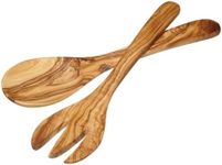 KitchenCraft World of Flavours Wooden Salad Servers, Handmade, Olive Wood, 29 cm, Set of 2