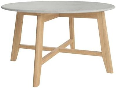 Inmod Coby Coffee Table, Faux Cement, Natural Mid-Century Modern Coffee Table, White/Grey