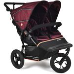 Out’n’About Nipper Double V6 Pushchair | Lightweight All-Terrain 3 Wheel Double Buggy & Rain Cover | 12” Air-Filled Tyres, 71cm Wide, Compact Fold Stroller, Pram | Newborn to 4yrs (Brambleberry Red)