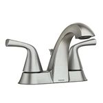 Moen Haber Spot Resist Brushed Nickel 2-Handle 4-in Centerset WaterSense Bathroom Sink Faucet with Drain