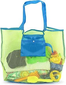 Click N’ Play Colorful Lightweight Mesh Beach Bag with High Capacity for Multipurpose Storage of Toys Food and Towel