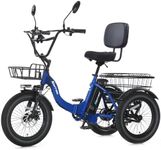 NARRAK Electric Tricycle for Adults,Fat Tire Folding Electric Trike,3 Wheels Electric Bicycle Bikes, Peak 700W/1100W Step-Thru Etrike with Removable Battery and Large Basket