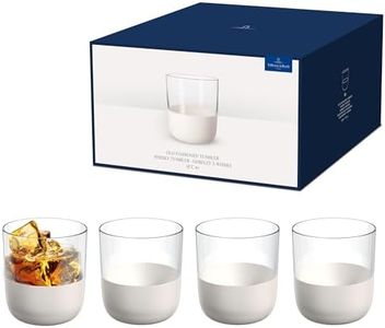 Villeroy & Boch - Manufacture Rock blanc Juego de vasos de whisky, 4 piezas. Juego de vasos para whisky y cócteles, 250 ml, Cristal, Aspecto de pizarra blanco mate