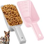 2 Cup Dog Food Scoop(2 Pack), Plastic Pet Food Scoop with Measuring Lines for Accurate Pet Food Portions,Dishwasher Safe (Grey and Pink)