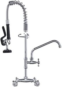 iVIGA 26" Height Commercial Kitchen Faucet Wall Mount with Pre-Rinse Sprayer, 4" to 9" Adjustable Center with Humanized Handle Design & 10" Add-on Swing Spout Faucet & Coiled Spring Pull Down Spray