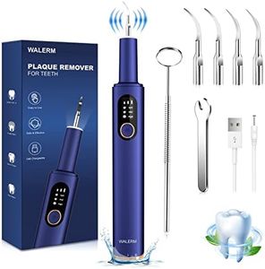 Teeth Cleaning Kit Plaque Remover, Mouth Mirror & Light, 4 Heads, 3 Modes, Rechargeable