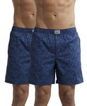 Jockey Men's Super Combed Mercerized Cotton Woven Printed Boxer Shorts with Side Pockets | Pack of 2 Colors & Prints May Vary |_Style_US57_Navy Navy_L