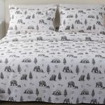 Great Bay Home 100% Turkish Cotton Queen Lodge Holiday Flannel Sheet Set | Deep Pocket, Soft Sheets | Warm, Double Brushed Bed Sheets | Anti-Pill Flannel Sheets (Queen, North Pole Polar Bears)