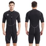 Lemorecn Wetsuits Mens Front Zip Neoprene 3mm Shorty Diving Suit(CA3016black-L)