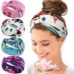 KAVYA Wide Headbands for Women's Hair Headband Soft Head Bands Adult Women Hairband Turban Flower Cotton Head band Everyday Yoga Sport Fitness