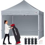 ABCCANOPY 2.5x2.5M Pop Up Gazebo With Side Panels and Door Wall Commercial Shelters Instant Shade And Block Rain, Bonus Upgraded Roller Bag, 4 Weight Bags, Stakes and Ropes(Grey)
