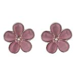 Peora Women 925 Silver Plated Pink Flower Stud Earrings