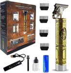 BUYERZONE Rechargeable Hair Trimmer Mens Golden Trimmer, Buddha Style Trimmer for Salon Cordless Beard Trimmer Hair Cutting Machine Professional Hair Clipper Adjustable Blade Clipper - T-Blade (Multicolor)