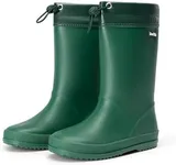 DREAM PAIRS Kids Rain Boots Boys Girls Lightweight Boots Waterproof Easy-on Outdoor Playing Rain Boot Unisex-Child,Size 3 Little Kid,Dark Green,SDRB2401K