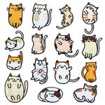 LEMESO 15pcs Iron on Patches, Embroidered Motif Applique Decors, Lazy Cat Kitten Pattern Cloth Patches, Ironing Cloth Patches, Cute Cats Iron on Transfers Patches Set for DIY Jeans, Jacket, Kid's Clothing, Bag, Caps, Arts Craft Sew Making