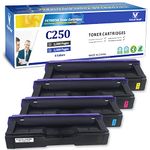 VICTORSTAR 4 Color Compatible Toner Cartridges SP C250 C261 High Capacity 2300 Pages for Black Cyan Magenta Yellow for RICOH Aficio SP C250DN C250SF C261SFN C261SFNw C261DNw Laser Printers