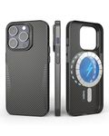 X-Doria Magnetic Case for iPhone 15 Pro Compatible with MagSafe, Non-Slip Slim & Light 600D Aramid Fiber Case, [Military-Grade Protection] Anti-Scratch Shockproof Protective Case Black