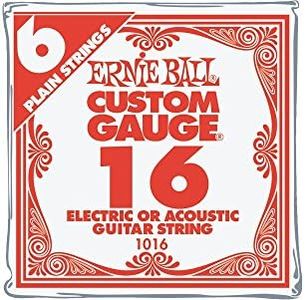 Ernie Ball Nickel Plain Single Guitar String .016 Gauge 6-Pack