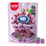 Amos Sweets Gifts (Grape 3Pack), 4D Gummy Candy Grape Burst - Fruity, Jelly-Filled, Natural Flavor - Resealable 2.29oz Bag (Pack of 3)