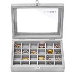 Sasha Morel 24 Slot Jewellery Box | Velvet Jewellery Organiser With Clear Glass Window & Lock | Earring Storage Organiser Display Case | Earring Holder Jewellery Boxes for Women Christmas Gifts