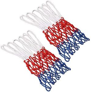 GTIWUNG 2pz Rete per Canestro da Basket 12 Anelli, Reti Professionali per Canestro da Basket, Canestro da Pallacanestro Rete Blu Rosso Bianco, Adatte Alle Dimensioni di un Canestro Standard
