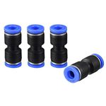 sourcing map Plastic Straight Union Push to Connect Tube Fitting 6mm OD Push Fit Lock Blue 5pcs