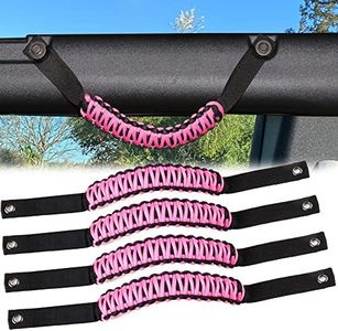 sukemichi for Bronco Grab Handles, Paracord Roll Bar Grab Handles for 2021 2022 2023 2024 2025 2026 Ford Bronco Accessories 4 Door 2 Door, Pink, 4 Pack