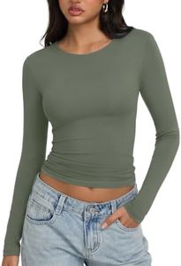 REORIA Womens Long Sleeve Shirts 2026 Fall Fashion Slim Fit Y2k Basic Tops