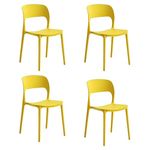 Set Of 4 Modern Style indoor outdoor Modern Retro Dining Garden Stackable Chairs (Yellow)