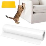 Cat Anti Scratch Furniture Protector, 17"x197" Sofa Protectors from Pets, 100% Transparent Clear Anti Scratch Cat Tape, Cat Scratch Protectors for Furniture, Couch, Carpet, Doors