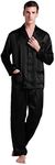 LilySilk Silk Pajama Set for Men Full Length 2 Piece Set Long Sleeves 100% Mulberry Silk XL, Black